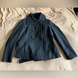 ZARA BASICS Women's Black Double-Breasted Peacoat